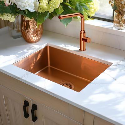 Aquadesign Zara Spülbecken Kupfer 54x44cm Unterbau, Flachaufbau und Aufbau mit Kupferstopfen - 1208969513