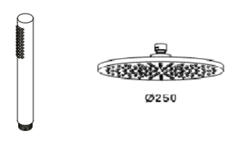 Wasserevolution Flow thermostatische Drei-Wege-Duscharmatur mit Hand- und Kopfbrause Gun Metal 250mm T131TN25GME
