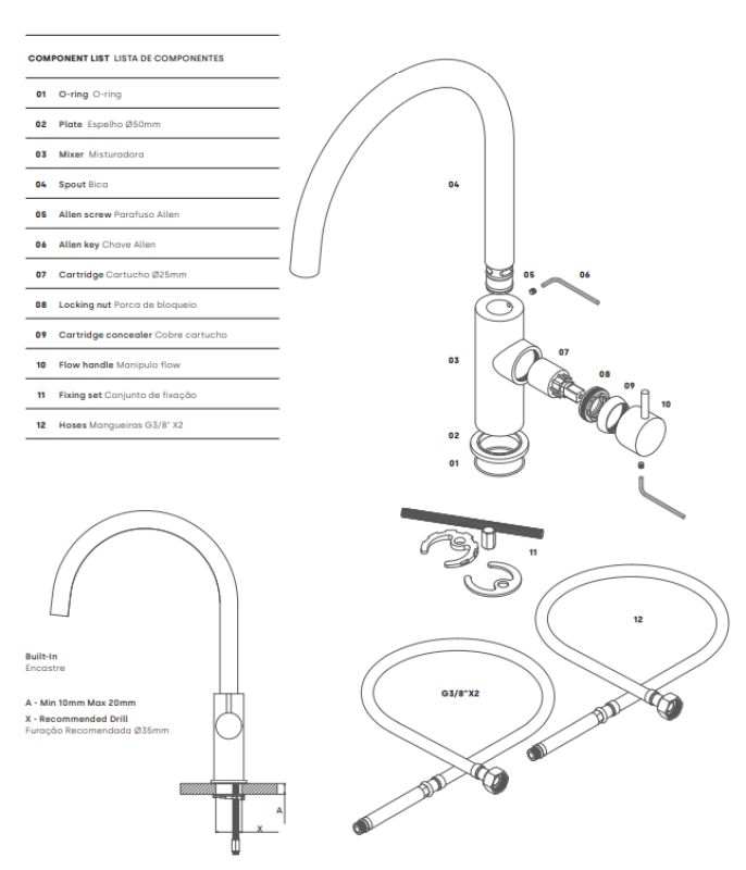 Waterevolution Flow Küchenarmatur mit rundem schwenkbarem Auslauf Chrom T158U01