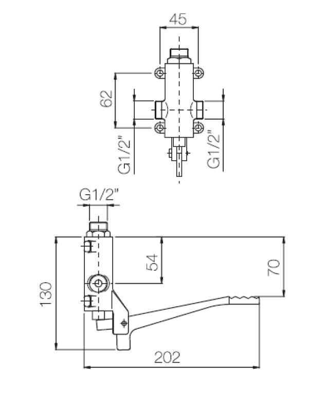 PB Pedal Line Doppel-Fußpedal-Mischbatterie verchromt für Bodenmontage 1208969756