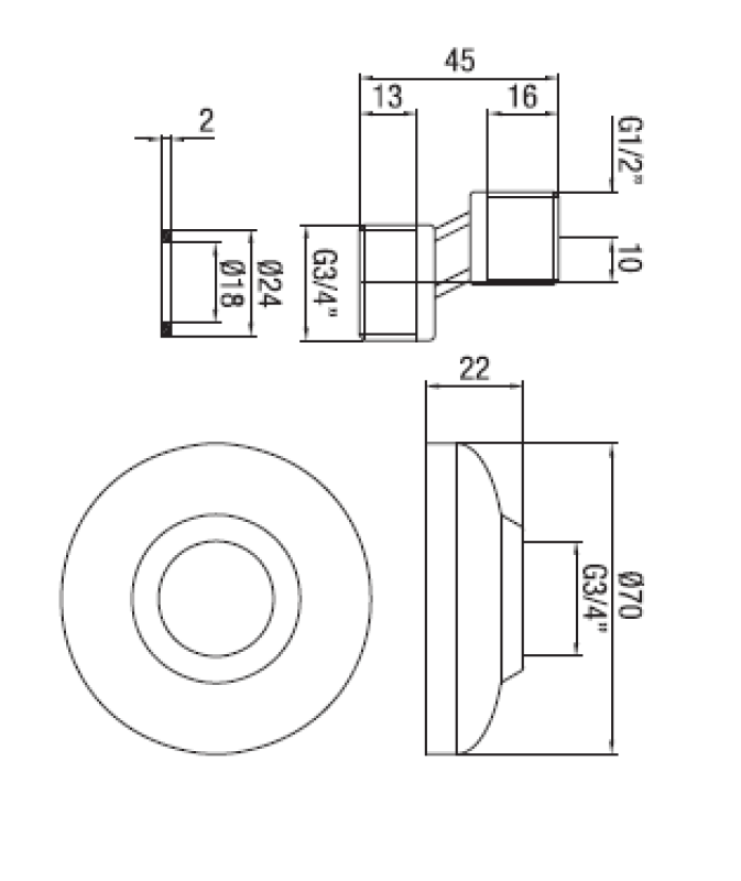PB S-Kupplung Bronze 10mm Klassisch Exzentrisch 1/2” x 3/4” 1208969844