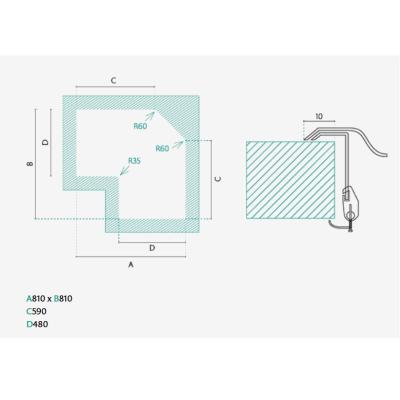 Bank Montreal Edelstahl Eckspüle Aufsatz 83 x 83 cm mit Abtropffläche 1208970036