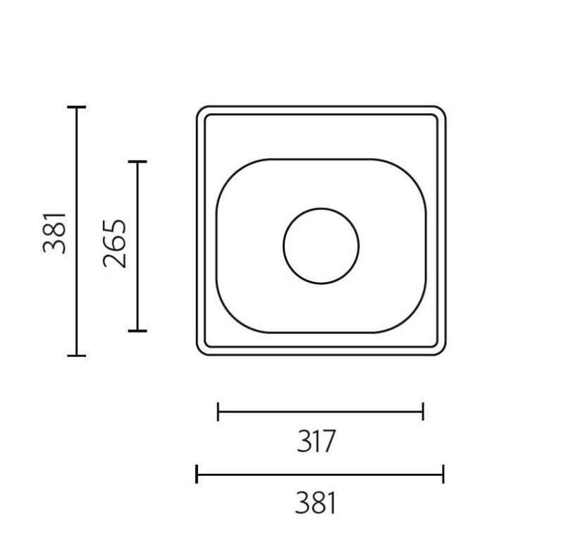 Banka Detroit Edelstahl Spüle 381 x 381 mm Auflage mit Hahnlochbank 1208970074