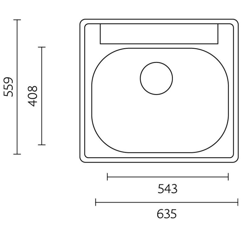 Banka Detroit RVS Spüle 635 x 559 mm Aufsatz mit Hahnlochbank 1208970077