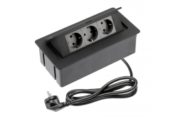 Möbelsteckdose SOFT 3x Schuko-Steckdose, Stromkabel mit Stecker, schwarz.