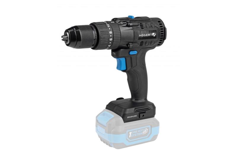 Högert Akku-Schlagbohrmaschine 18V bürstenlos für Ziegel, Stein, Holz, Metall und Kunststoff.