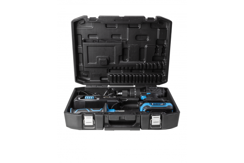 HÖGERT Akku-Schlagbohrset, 18V für Ziegel, Stein, Holz, Metall und Kunststoff