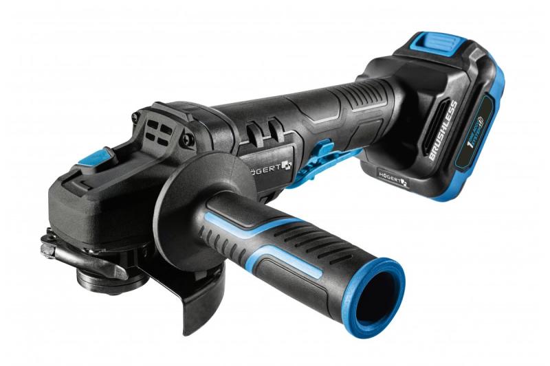HÖGERT Akku-Winkelschleifer mit Paddle-Schalter, 125MM, 18V - Set (Akku, Ladegerät, Zubehör)