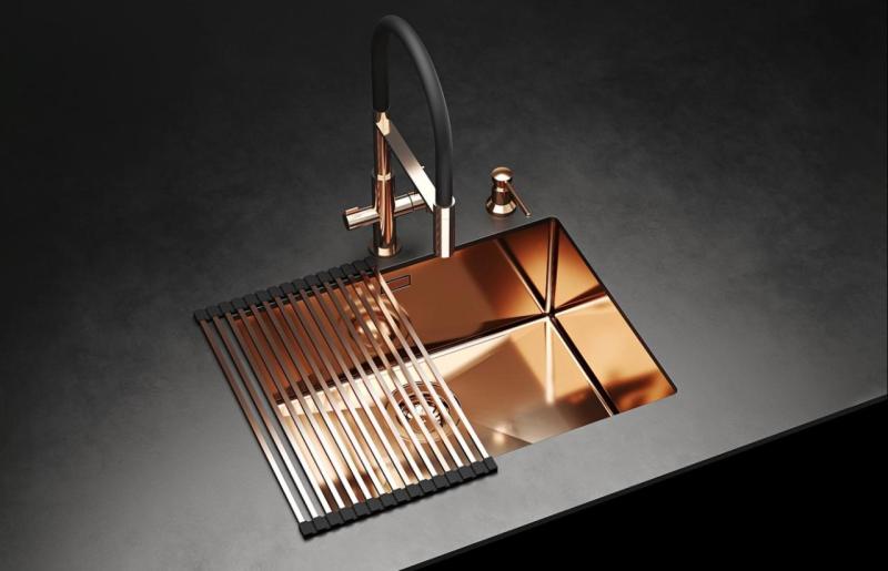 Ausmann Claridge 3-Wege Küchenarmatur mit flexiblem Auslauf und gefiltertem Wasser – Gold - 1208970504