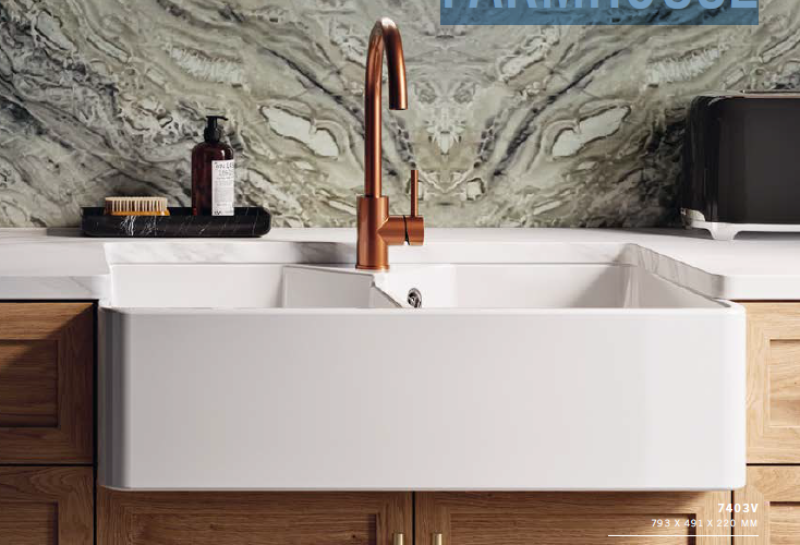 Ausmann Ceramic Mira Keramische Weiße Doppelspüle - Unterbau und Zwischenbau 793 x 450 mm mit Armaturenlochbank und Edelstahlstopfen 1208970550