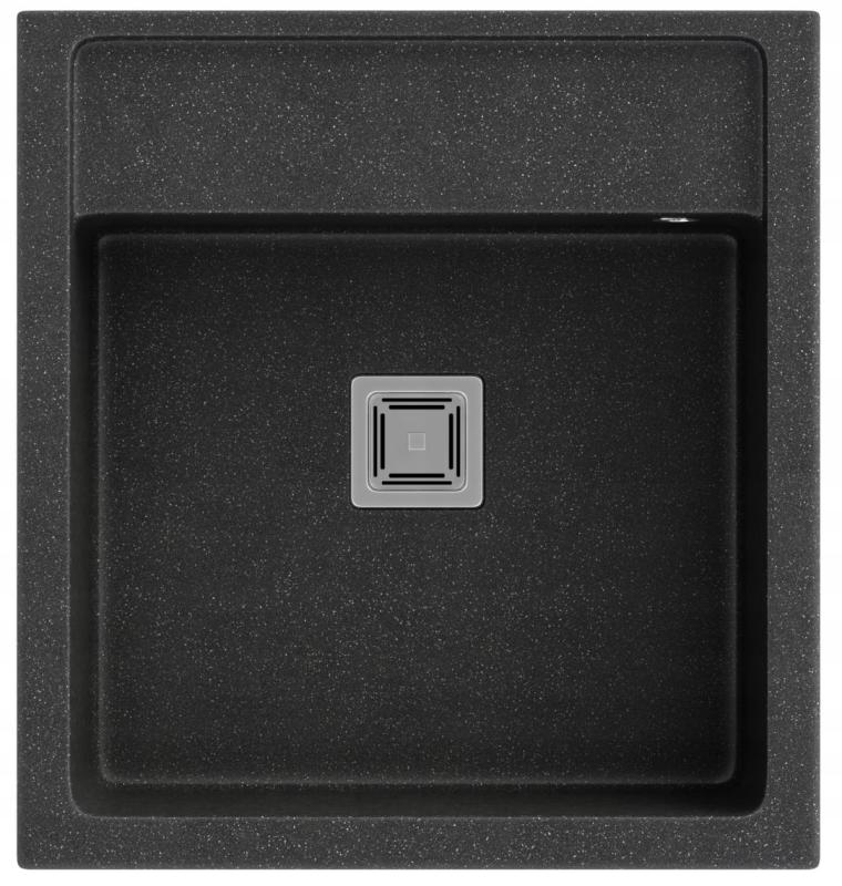 Graniteland Arno Granit-Ardenner Blaustein-Optik Einbauspüle 582x620mm mit quadratischem Edelstahl-Stopfen 1208970600