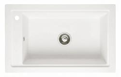 Graniteland Magra Granit Weißes Aufbauwaschbecken 686 x 427 mm mit Armaturenbank und Edelstahlstopfen 1208970614