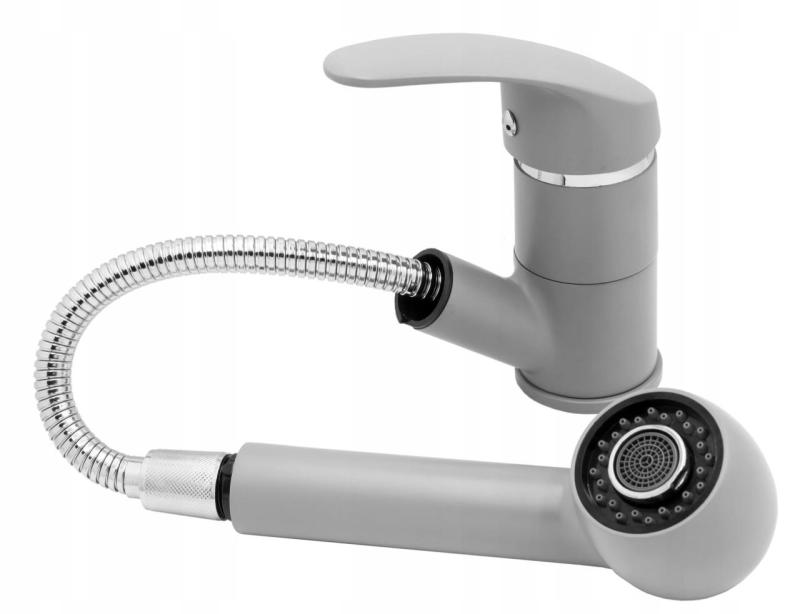 Graniteland Rhea Küchenarmatur Grau mit Ausziehbarem Auslauf und Doppelfunktion-Handbrause 1208970656