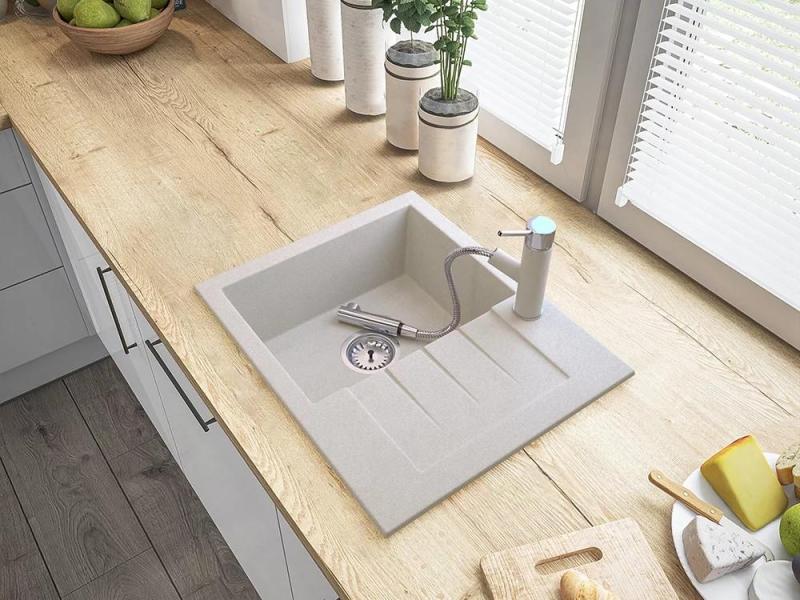 Graniteland Ceres Küchenmischbatterie Beige Sand mit Ausziehbarer Auslauf und Doppelfunktions-Handbrause 1208970708