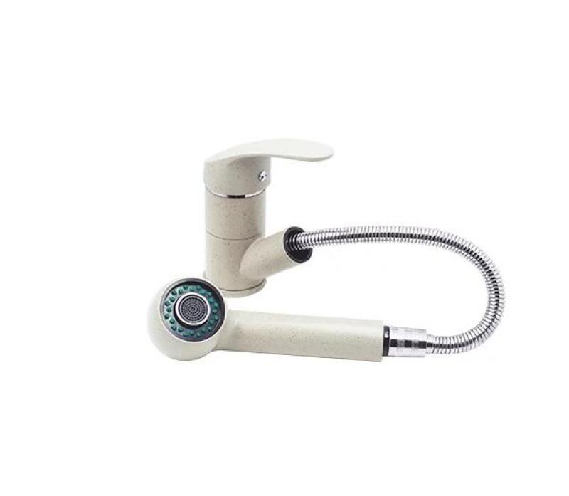 Graniteland Rhea Küchenmischbatterie Beige Sand mit ausziehbarem Auslauf und Doppelfunktions-Handbrause 1208970713