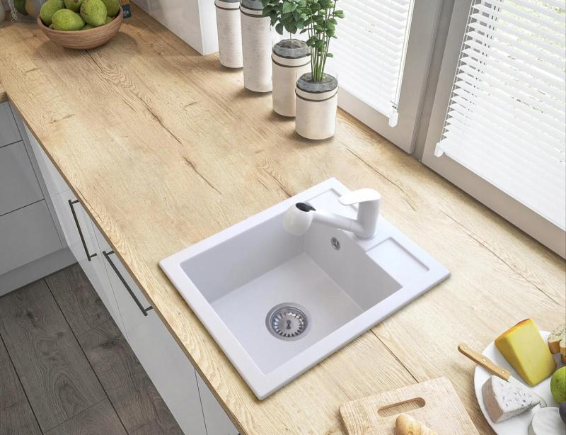 Graniteland Rhea Küchenarmatur Weiß mit Ausziehbarem Auslauf und Zweifunktions-Handbrause 1208970714