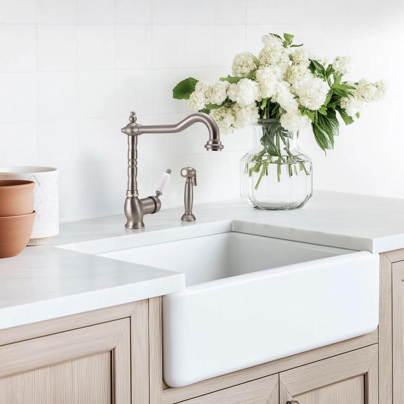 Ausmann Ceramic Mira Keramik Weißes Spülbecken - Unterbau und Zwischenbau 590 x 458 mm mit Edelstahlstopfen 1208970733