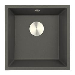 GraniteMy Universal Granit Grau, dunkel Spüle 40x40 cm Aufbau, Unterbau und Flächenbündiger Einbau mit Edelstahl Stopfen 1208970742