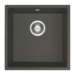 GraniteMy Universal Granit Grau, dunkel Spüle 40x40 cm Aufbau, Unterbau und Flächenbündiger Einbau mit Edelstahl Stopfen 1208970742