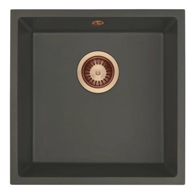 GraniteMy Universal Granit Grau, dunkel Spülbecken 40x40 cm Aufbau, Unterbau und Flächenbündiger Einbau mit Kupfer-Plug 1208970749
