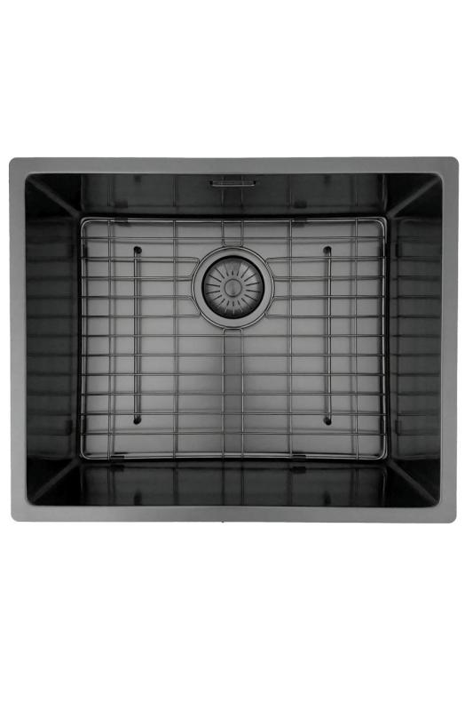 Pure.Sink Prestige Kombinationsset Gun Metal Spüle 50x40 cm mit Gun Metal Küchenarmatur 1208970763