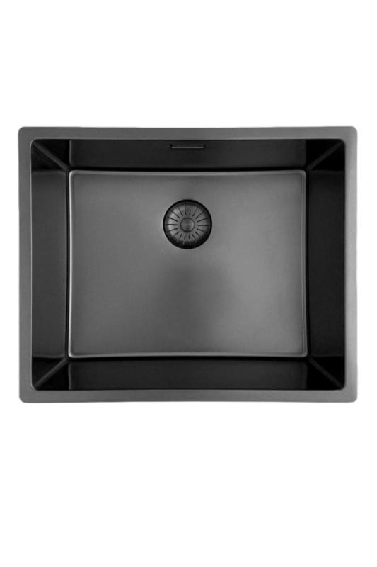 Pure.Sink Prestige Kombinationsset Gun Metal Spüle 50x40 cm mit Gun Metal Küchenarmatur 1208970763