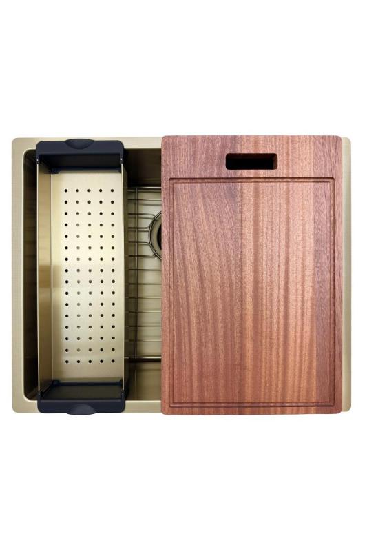 Pure.Sink Prestige Kombinationsset Goldene Spüle 50x40 cm mit Goldenem Küchenhahn 1208970764