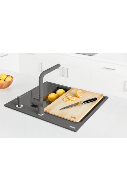 Franke Maris MRG 610-60 Care Fragranite Stein grau flache behindertengerechte Spüle 635 x 559 mm Aufbau mit Kranlochbank 114.0729.486