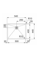 Franke Bolero Plus New R10 B2X 210-50-40 Edelstahl Spülbecken Flachbau, Unterbau und Aufbau 50x40 cm 127.0728.977