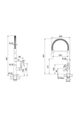 Franke Maris Semi Pro Küchenarmatur Flexibler Auslauf Schwarz 115.0728.396