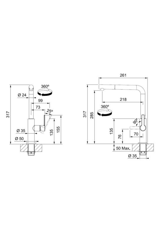 Franke Maris Slim L Küchenarmatur Schwarz mit Ausziehbarem Auslauf 115.0728.394