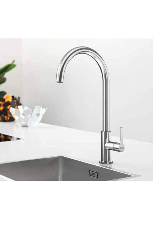 Franke Maris Slim J Küchenarmatur Drehbarer Runder Auslauf Schwarz 115.0728.386