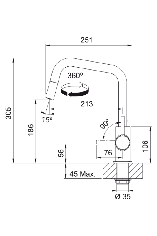 Franke Lina U Küchenarmatur Schwarz Ausziehbarer Auslauf 115.0728.477