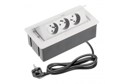 Möbelsteckdose SOFT 3-fach Steckdose mit Erdung, Stromkabel mit Stecker, weiß.