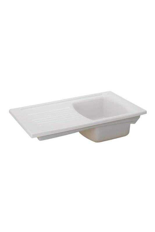 Ausmann Ceramic Crest Keramische Weiße Spüle mit Abtropffläche 850 x 500 mm 1208971130
