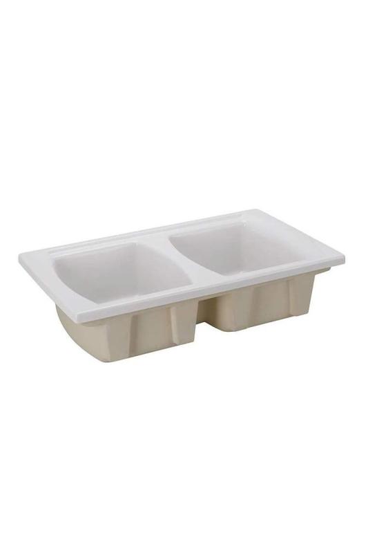 Ausmann Ceramic Crest Doppelte Keramik Weiß Spüle 860 x 500 mm 1208971133