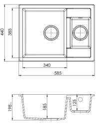 GraniteMy Smart extra flache 1,5 Granit-Aufbau weiße Spüle 58x44cm mit goldenem Stecker 1208971224