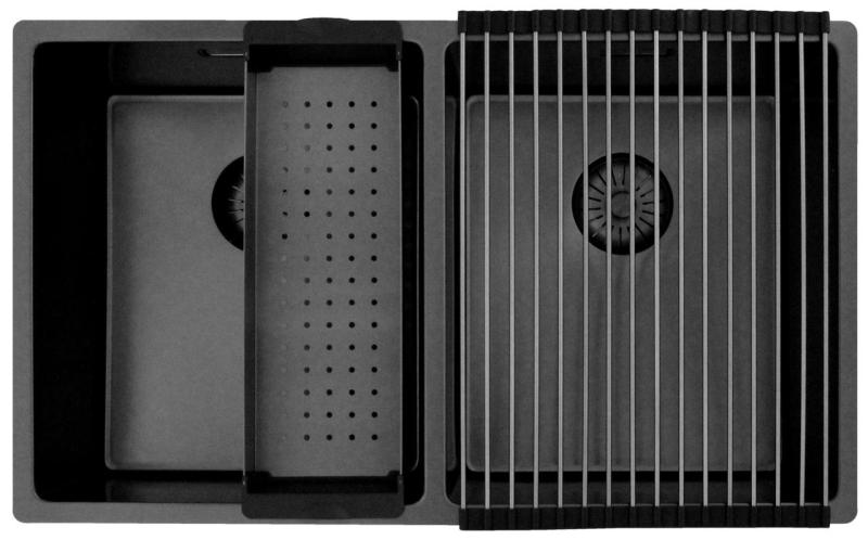 Pure.Sink Prestige Doppelte Gun Metal Spüle 70x40 cm 10mm Radius Unterbau, Flachbau und Aufbau PPG343440-61