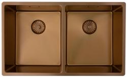 Pure.Sink Prestige Doppeltes Kupfer Spülbecken 70x40cm 10mm Radius Unterbau, Flächenbündiger Einbau und Aufbau PPG343440-62