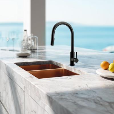Pure.Sink Prestige Doppeltes Kupfer Spülbecken 70x40cm 10mm Radius Unterbau, Flächenbündiger Einbau und Aufbau PPG343440-62