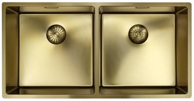 Pure.Sink Prestige Doppelte Goldspüle 82x40 cm 10mm Radius Unterbau, Flachbau und Aufbau PPG404040-60