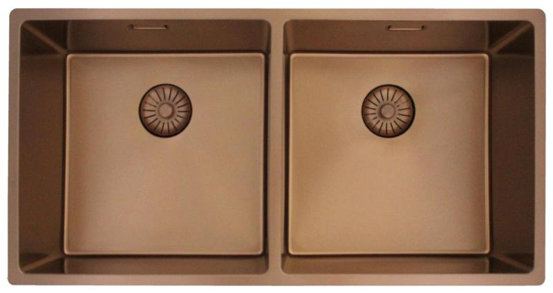 Pure.Sink Prestige Doppelte Kupferspüle 82x40 cm 10mm Radius Unterbau, Flachbau und Aufbau PPG404040-62