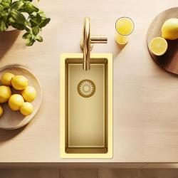 Pure.Sink Exclusivo kleines goldenes Spülbecken 18x40 cm 10mm Radius Unterbau, Flachbau und Aufbau PEX1840-60