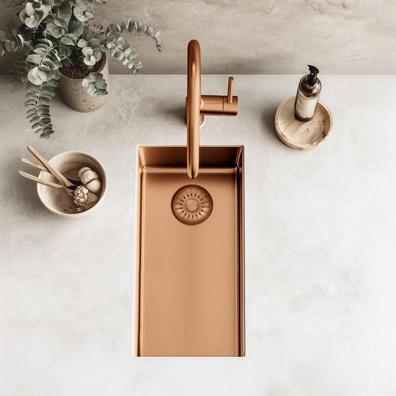 Pure.Sink Exclusivo kleiner Kupferspüle 18x40 cm 10mm Radius Unterbau, Flachbau und Aufbau PEX1840-62