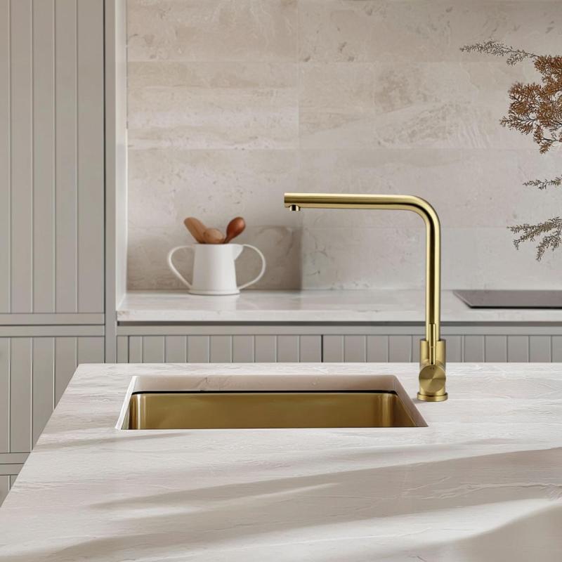 Pure.Sink Exclusivo Goldene Spüle 34x40 cm 10mm Radius Unterbau, Flachbau und Aufbau PEX3440-60