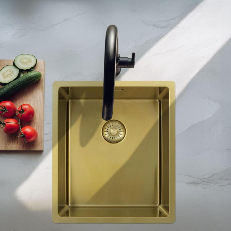 Pure.Sink Exclusivo Goldene Spüle 34x40 cm 10mm Radius Unterbau, Flachbau und Aufbau PEX3440-60