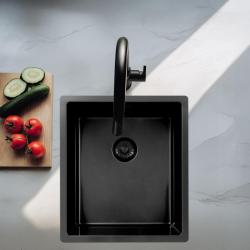 Pure.Sink Exclusivo Gun Metal Spüle 34x40 cm 10mm Radius Unterbau, Flächenbündig und Aufbau PEX3440-61
