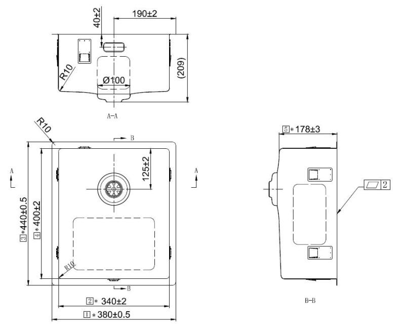 Pure.Sink Exclusivo Kupfer Spülbecken 34x40 cm 10mm Radius Unterbau, Flächenbündig und Aufbau PEX3440-62