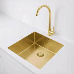 Pure.Sink Exclusivo Goldene Spüle 40x40 cm 10mm Radius Unterbau, Flächenbündig und Aufbau PEX4040-60