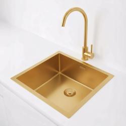 Pure.Sink Exclusivo Goldene Spüle 40x40 cm 10mm Radius Unterbau, Flächenbündig und Aufbau PEX4040-60